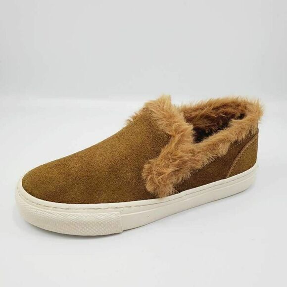 Tretorn Millie Sneakers Brown Leather Faux Fur 5 - Picture 1 of 10